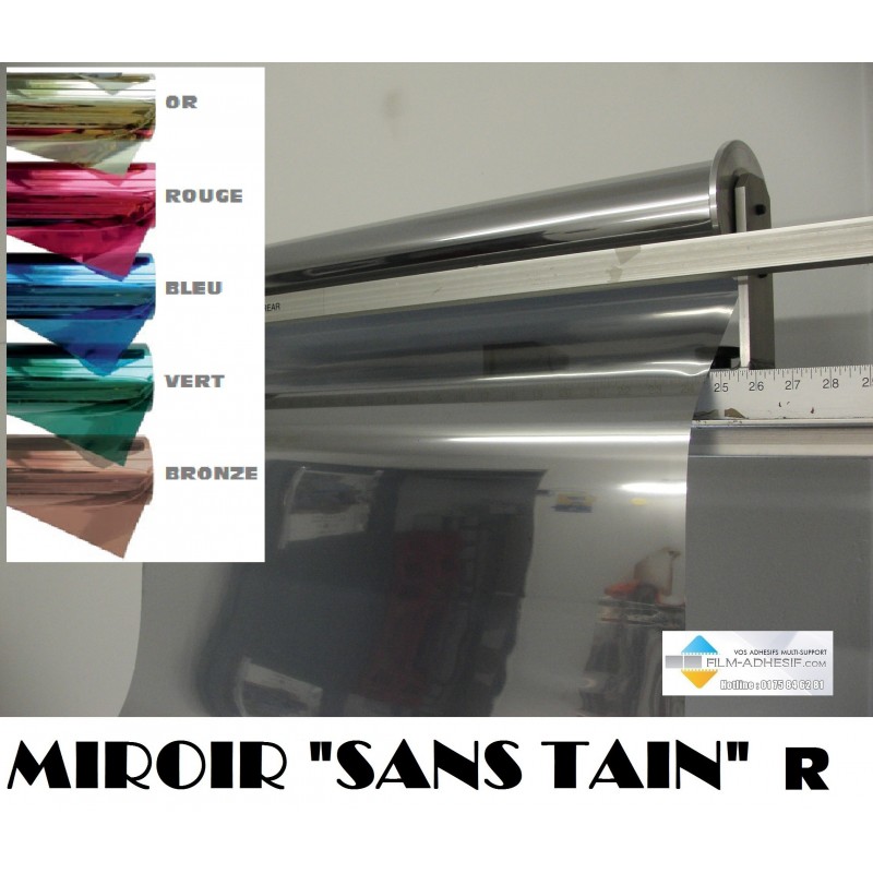 Film Miroir Sans Tain Teinté Argent 1 Mètre Carré 85 / 120 Cms Anti  Effraction