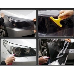 Film teinté pour phares de voiture : pose à sec ou à l'eau savonneuse ?